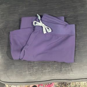 Figs Dark purple pants with gray drawstring